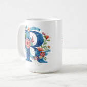 Letter R Floral coffee Mug with custom name (Devant gauche)