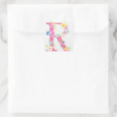 Letter R floral Vierkante Sticker (Tas)
