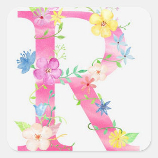 Letter R floral Vierkante Sticker