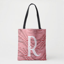 Letter R Geruite Tafelkleed Canvas tas