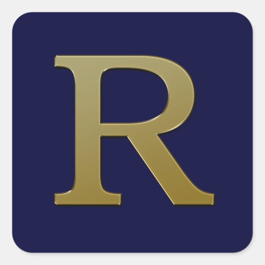 Letter R Gold Square Sticker (Voorkant)