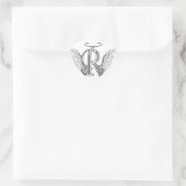 Letter R Initiaal Monogram met Angel Wings & Halo Hart Sticker (Tas)