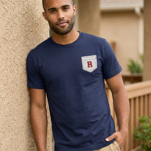 Letter R - Initiele Naam Alfabet Zak Zijde Links T-shirt