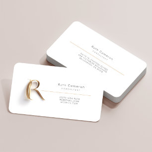 Letter R-kalligrafie Gold/zwart gradiëntmonogram Visitekaartje