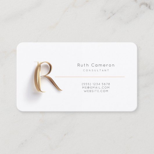 Letter R-kalligrafie Gold/zwart gradiëntmonogram Visitekaartje (Voorkant)