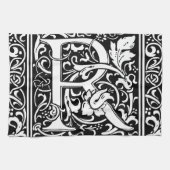 Letter R Medieval Monogram  Initiaal Theedoek (Horizontaal)