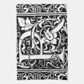 Letter R Medieval Monogram  Initiaal Theedoek (Verticaal)