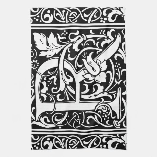 Letter R Medieval Monogram  Initiaal Theedoek (Verticaal)