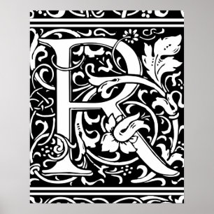 Letter R Middeleeuwse Monogram Art Nouveau Poster