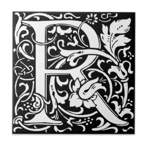 Letter R Middeleeuwse Monogram Art Nouveau Tegeltje