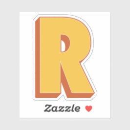 Letter R Monogram, Bold 3D Type Font Initial  Sticker