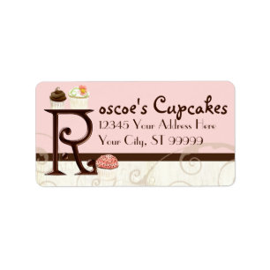Letter R Monogram Dessert Bakkerij Adresetiketten Etiket