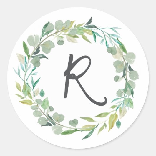 Letter R Monogram Initiaal Sticker Envelopzegel (Voorkant)