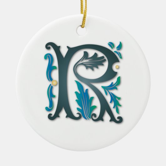 Letter R Monogram Keramisch Ornament (Voorkant)