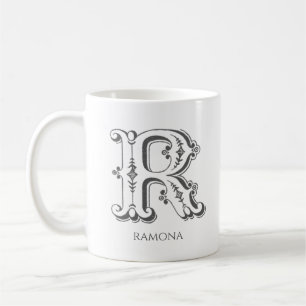 Letter R Monogram Moderne naam Koffiemok