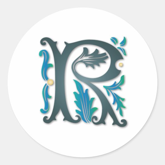 Letter R Monogram Ronde Sticker (Voorkant)