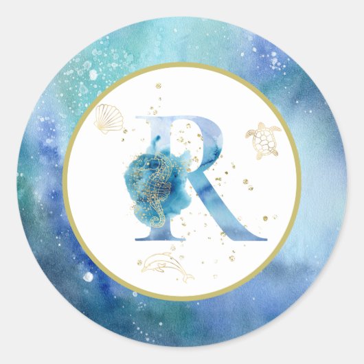 *~* LETTER R - Nautische strandenvelop Sticker (Voorkant)