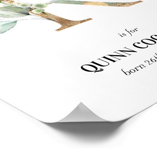 Letter R New Baby Monogram Birth Print Greenery (Hoek)