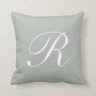 Letter R Silver Gray Monogram Pillow Kussen