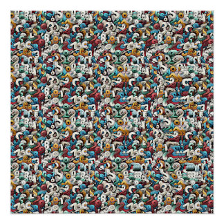 LETTER R STEREOGRAM 20"x20", Halfglans, Geen Frame Perfect Poster
