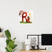 Letter R Sunrise Fairy Poster Golden Sun Alphabet  (Bureau à domicile)
