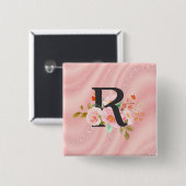 Letter R Vierkante Button 5,1 Cm (Voorkant /achterkant)