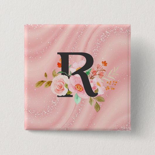 Letter R Vierkante Button 5,1 Cm (Voorkant)