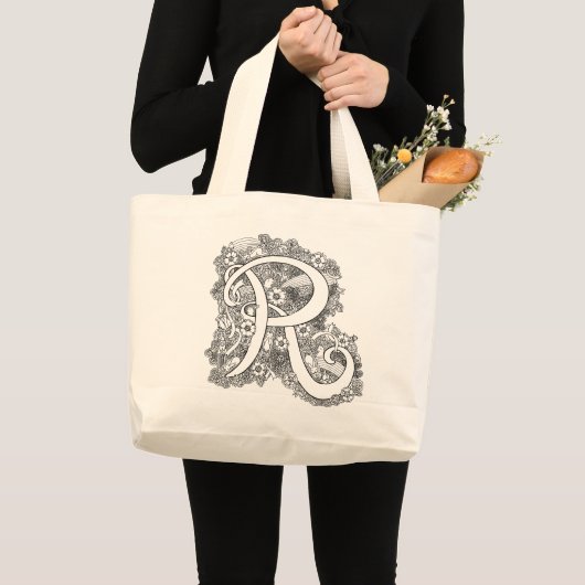 Letter R zen doedle monogram canvas tas (Voorkant (product))