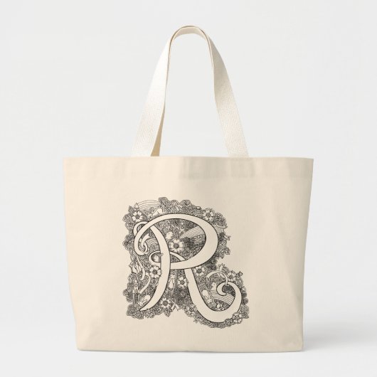 Letter R zen doedle monogram canvas tas (Voorkant)