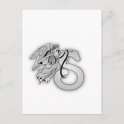 Letter S Angel Monogram Initiaal Briefkaart (Voorkant)
