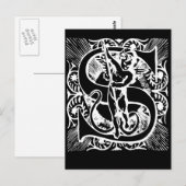 Letter S Black en White Monogram-kaarten Briefkaart (Voorkant / Achterkant)