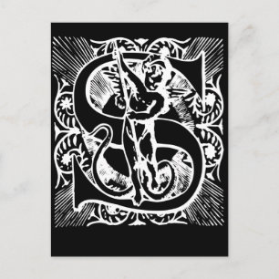Letter S Black en White Monogram-kaarten Briefkaart