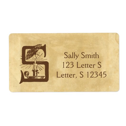 Letter S Blank  verouderd papier label (Voorkant)