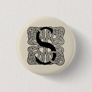 Letter S Celtic Knot Monogram Ronde Button 3,2 Cm