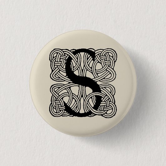 Letter S Celtic Knot Monogram Ronde Button 3,2 Cm (Voorkant)