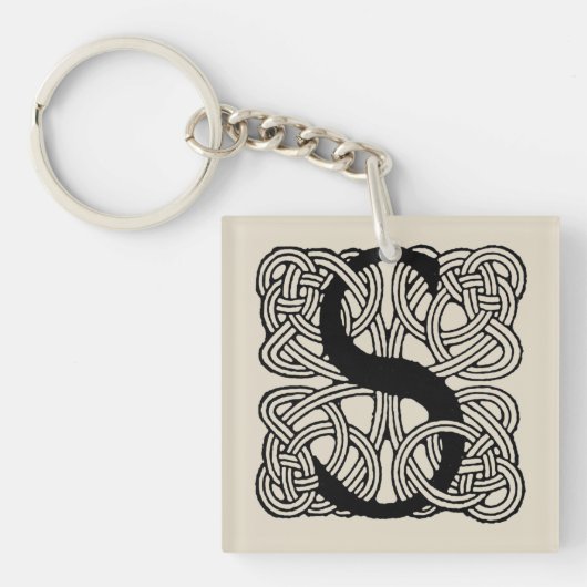 Letter S  Celtic Knot Monogram Sleutelhanger (voorkant)