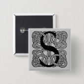 Letter S Celtic Knot Monogram Vierkante Button 5,1 Cm (Voorkant /achterkant)