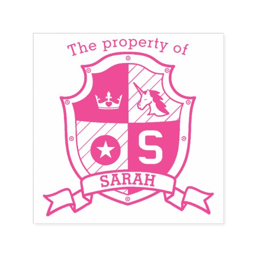 Letter S crest aangepaste naam eenhoorn kinder bib Zelfinktende Stempel (Design)