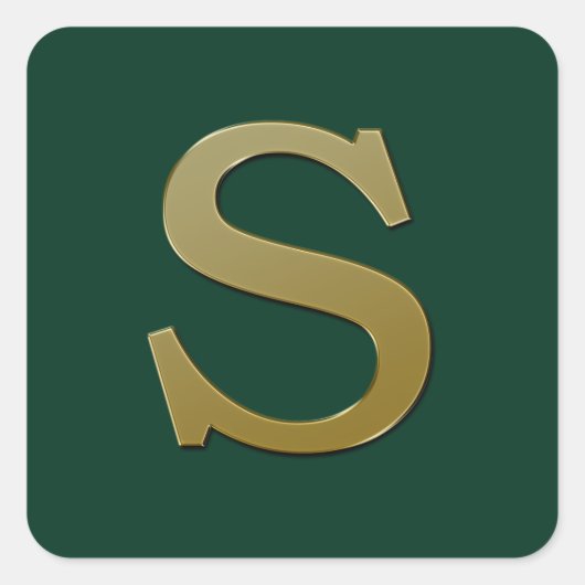 Letter S Gold Square Sticker (Voorkant)