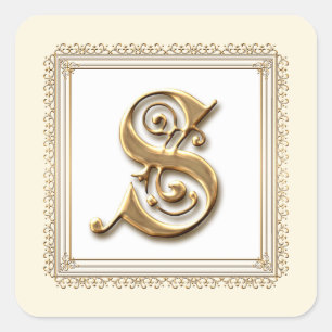Letter S - Goud & Kant Classic Formele Huwelijkssl Vierkante Sticker
