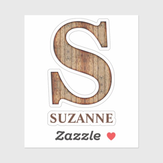 Letter S-houtextuur met aangepaste naam Sticker (Vel)