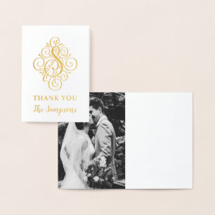 Letter S Initiaal Elegant Flourish Monogram Name Folie Kaarten