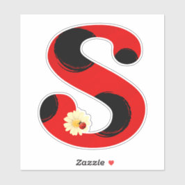 Letter S lieveheersbeestje Print met lieveheersbee Sticker
