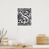 Letter S Medieval Monogram Initiaal Poster (Keuken)