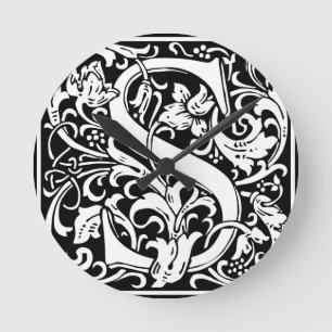 Letter S Medieval Monogram  Initiaal Ronde Klok