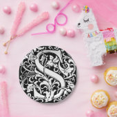 Letter S Middeleeuwse Monogram Art Nouveau Papieren Bordje (Feest)