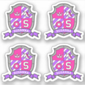 Letter S monogram aangepaste naam eenhoorn schild Sticker (Voorkant)