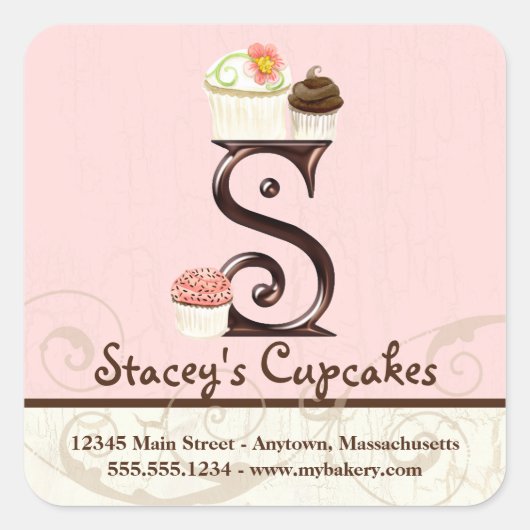 Letter S Monogram Cupcake Logo Business Box Label (Voorkant)