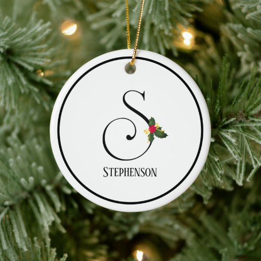 Letter S Monogram en naam Kerstmis Keramisch Ornament (Boom)