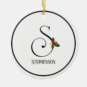 Letter S Monogram en naam Kerstmis Keramisch Ornament (Voorkant)